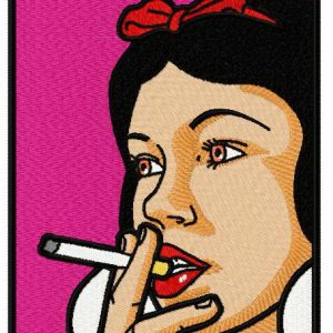 Snow White smoking embroidery design
