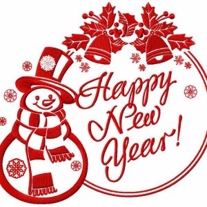 Snowball happy new year embroidery design