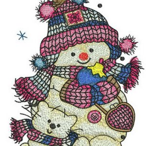 Snowman and snowcat embroidery design