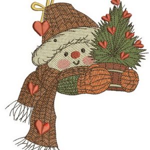 Snowman in love 2 embroidery design