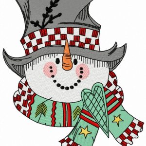 Snowman in top hat embroidery design