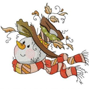 Snowman likes windy weather embroidery design