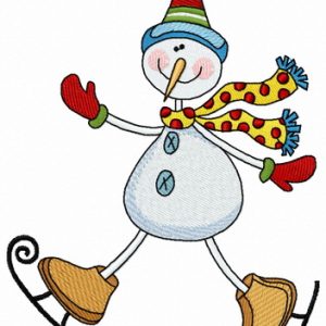 Snowman skating 2 embroidery design