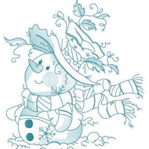 Snowman waiting for snowfall embroidery design