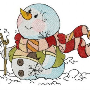 Snowman watching clouds embroidery design