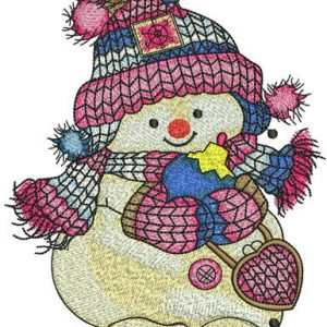 Snowman with Christmas ball embroidery design
