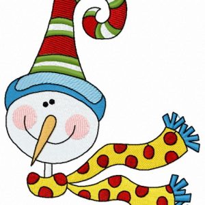 Snowman with funny hat embroidery design