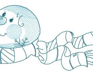 Snowman with knitted scarf embroidery design