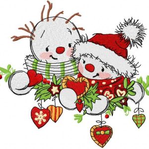 Snowmens meet embroidery design
