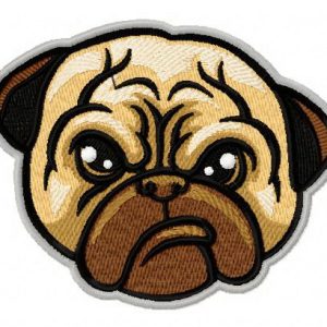 Snuffy pug-dog embroidery design