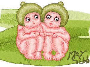Snugglepot and Cuddlepie Together embroidery design