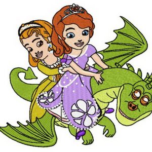 Sofia and dragon embroidery design