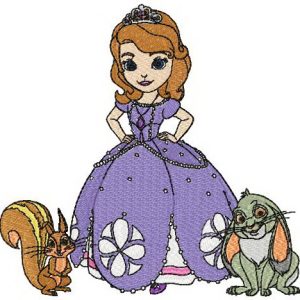 Sofia with pets embroidery design