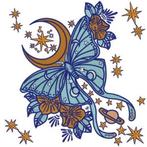 Space butterfly embroidery design
