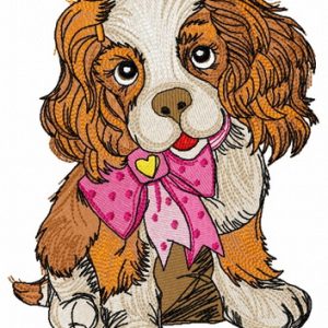 Spaniel puppy embroidery design