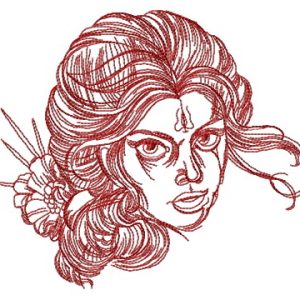 Spanish girl sketch embroidery design