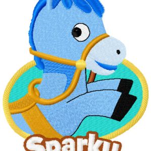 Sparky badge embroidery design