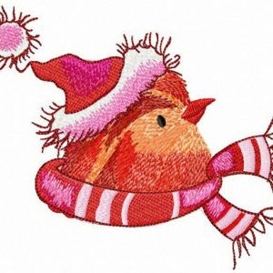 Sparrow at winter time embroidery design