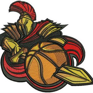 Spartan basketball mascot  embroidery design