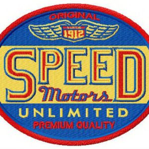 Speed motors logo embroidery design