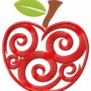 Spiral apple embroidery design