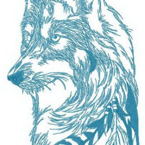 Spirit of forest wolf embroidery design