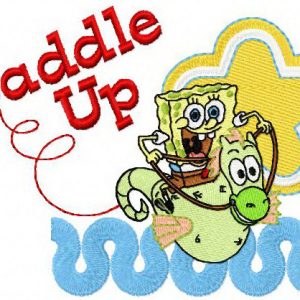SpongeBob riding sea horse embroidery design