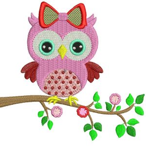 Spring baby owl embroidery design