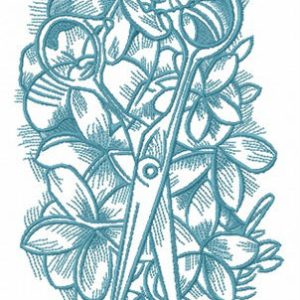 Spring composition with scissors embroidery design