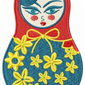 Spring matryoshka doll embroidery design