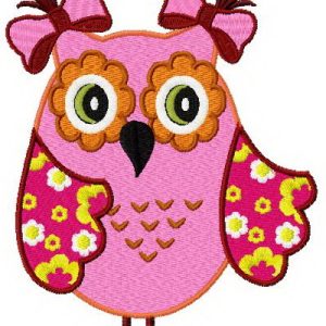 Spring owl embroidery design