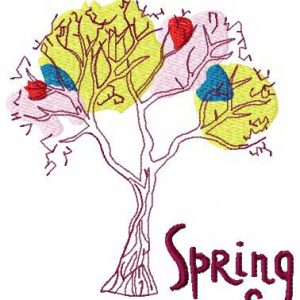 Spring tree embroidery design
