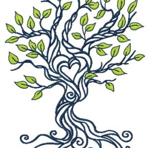 Spring tree of love embroidery design