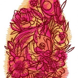 Squirrel and bird embroidery design