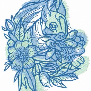 Squirrel and flowers embroidery design