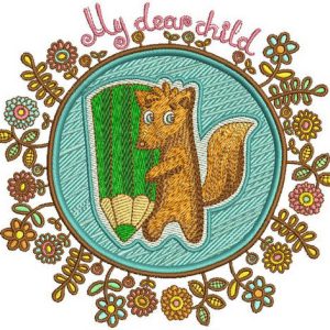 Squirrel the painter embroidery design