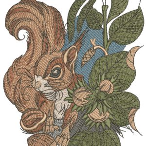 Squirrel with hazelnut embroidery design