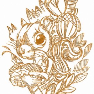 Squirrel with nuts embroidery design