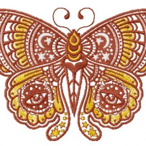 Star and moon butterfly embroidery design