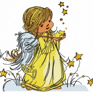 Star angel embroidery design