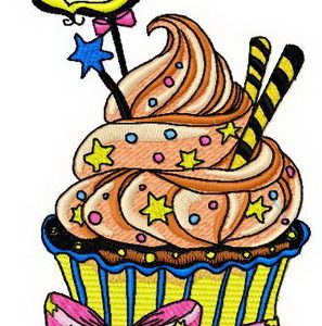 Star cupcake embroidery design