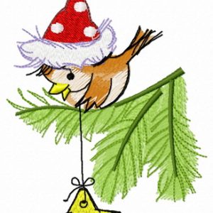 Star on New Year tree embroidery design