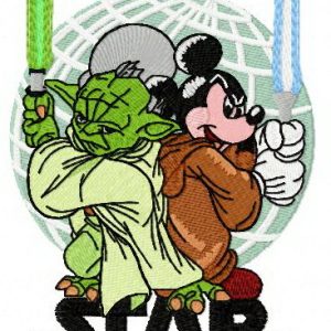 Star Wars Yoda vs Mickey embroidery design