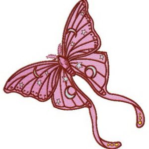 Stars and moons on wings embroidery design