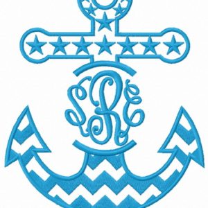Stars and stripes anchor 2 embroidery design