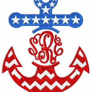 Stars and stripes anchor embroidery design