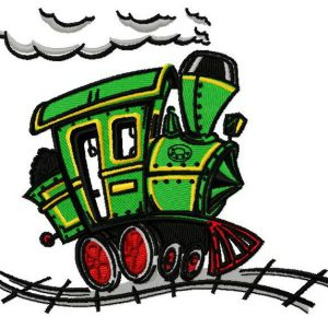 Steam locomotive embroidery design