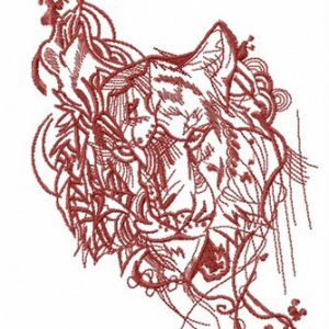 Stern look of tiger embroidery design