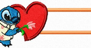 Stitch with Rose and Heart embroidery design