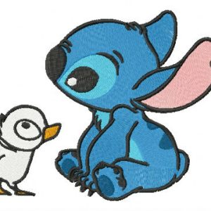Stitch and duckling embroidery design
